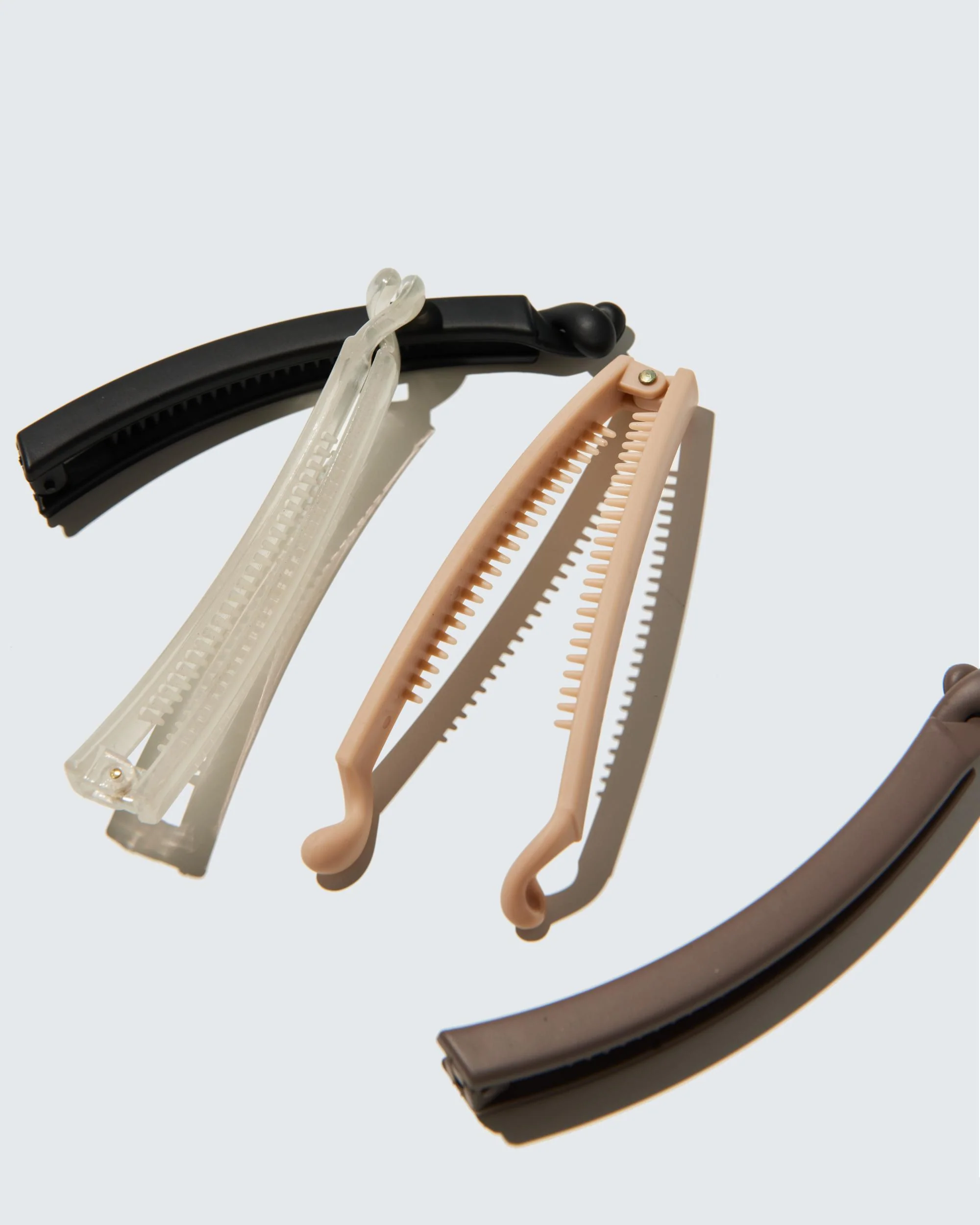 Banana Hair Clips Extra Slim, 4-Pack, Koffie