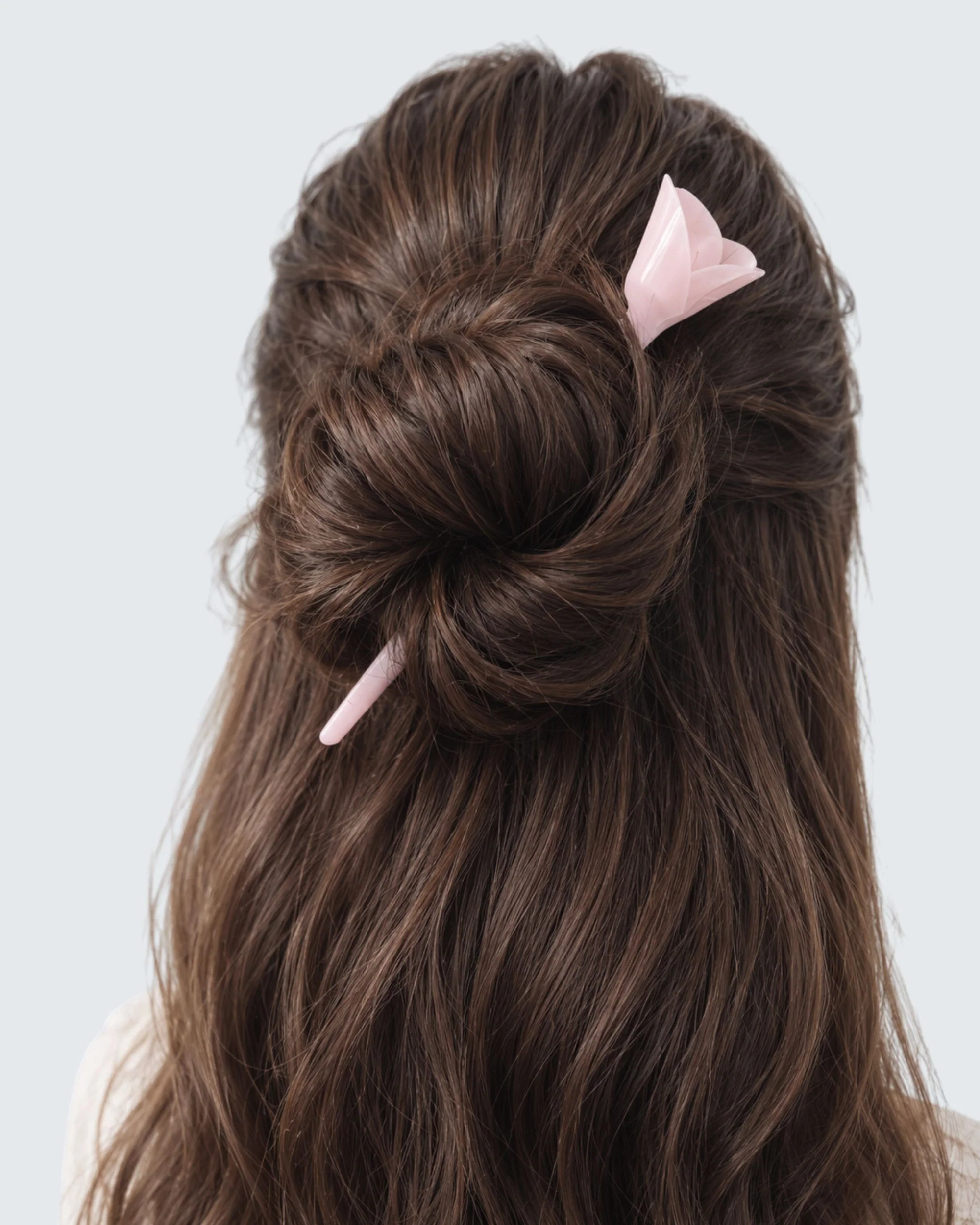 Flower Chopstick Hair Pin, Baby Pink - Image 6