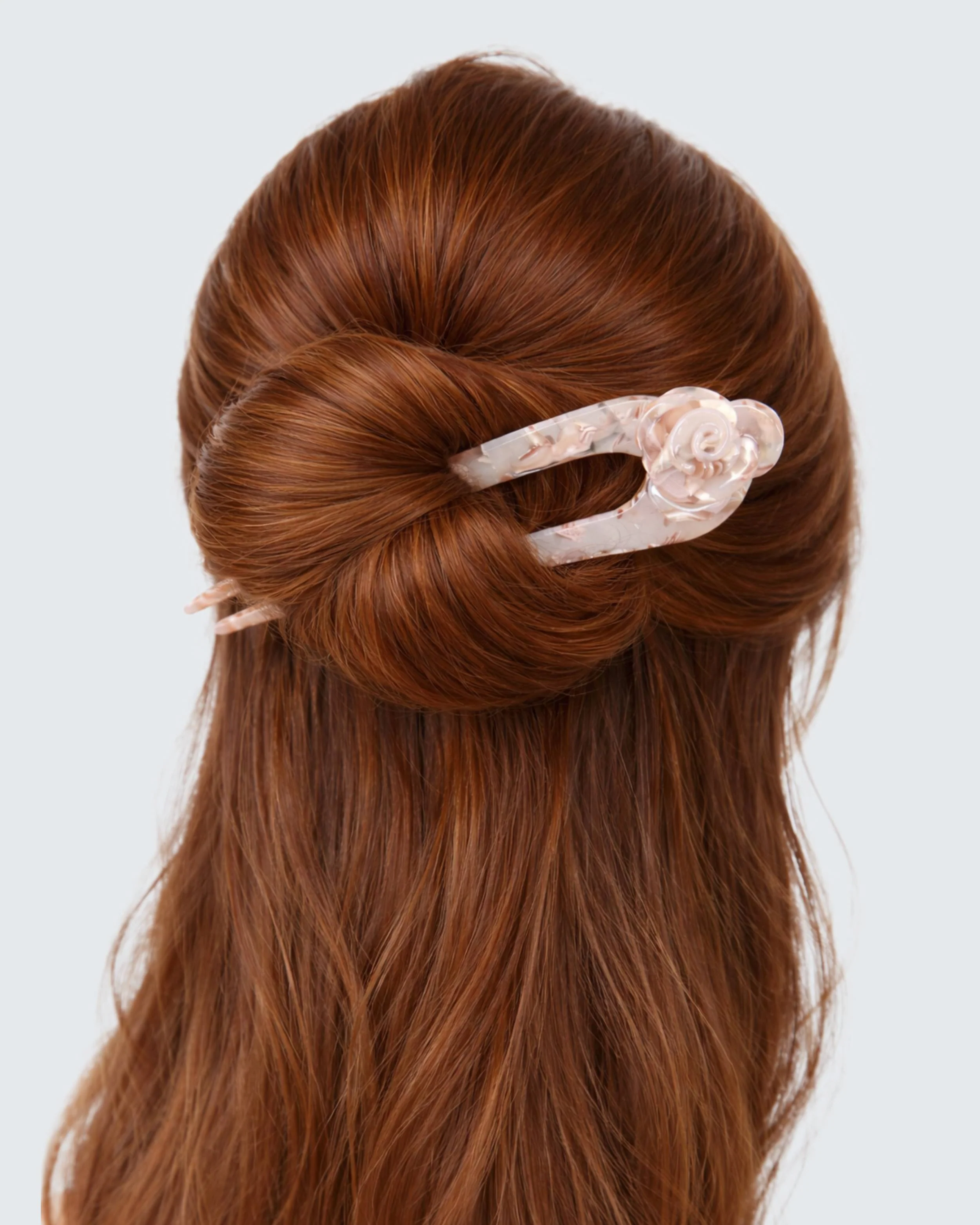 French Twist Hair Pin, Beige Shell - Image 2