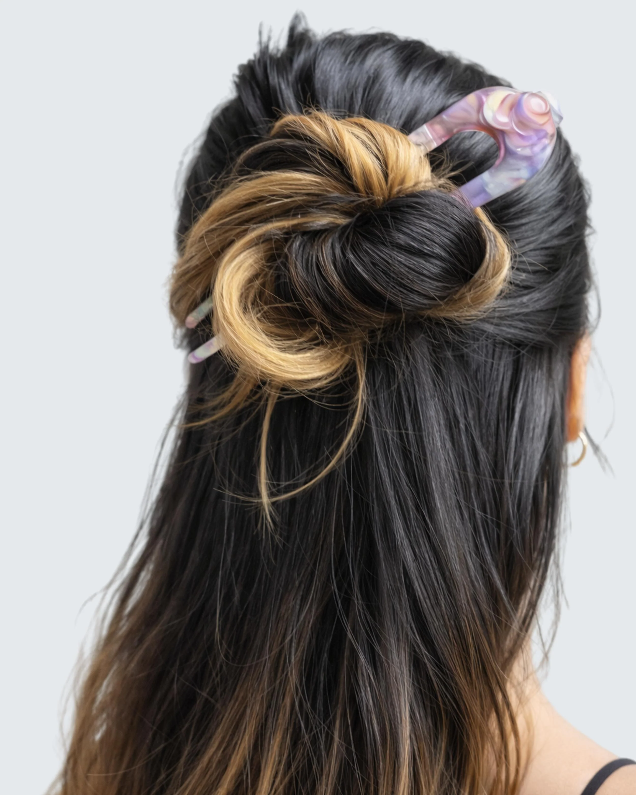 French Twist Hair Pin, Purple Shell - Image 2