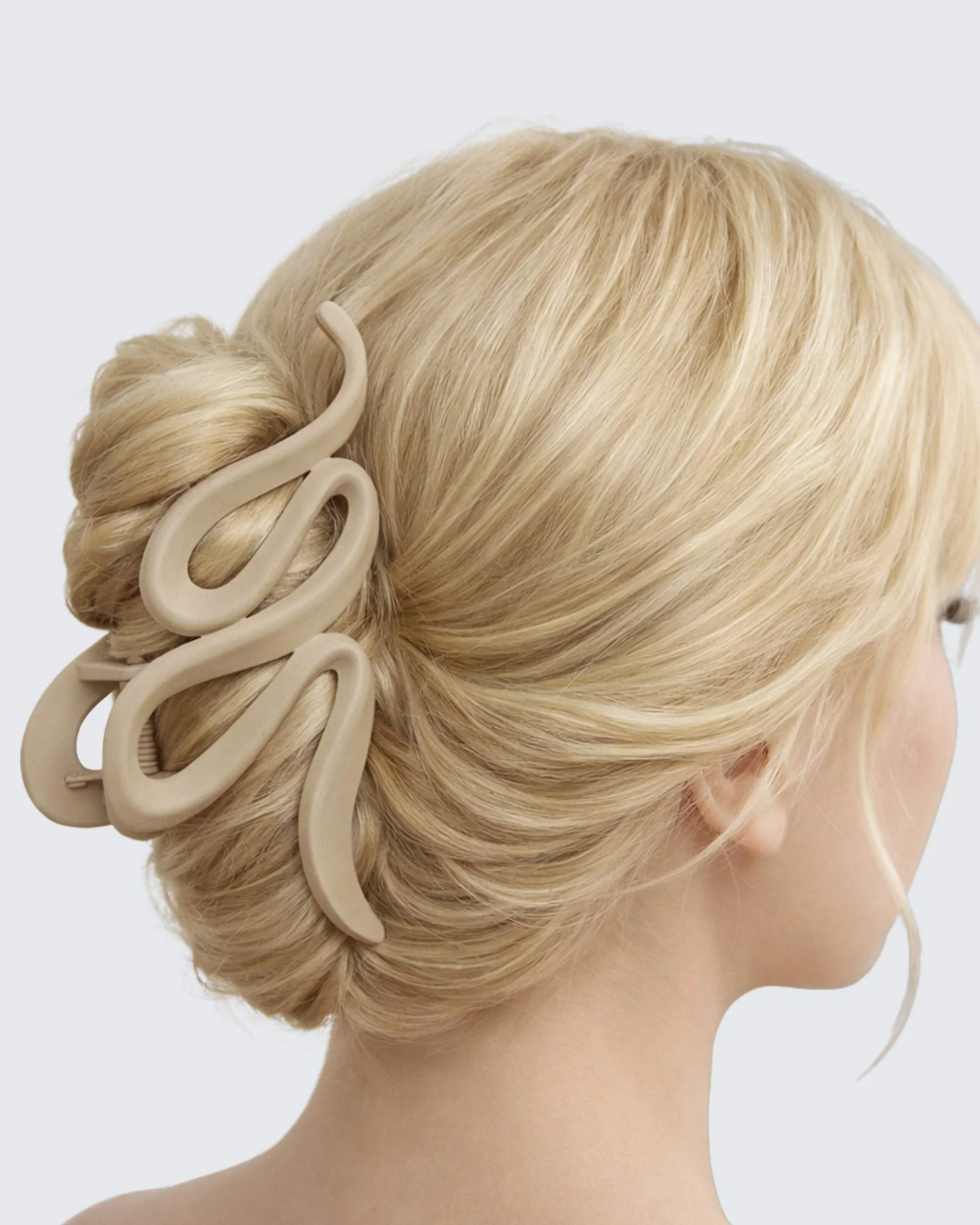 Large Claw Hair Clips, Wave, 2-pack, Zwart/Beige - Image 2