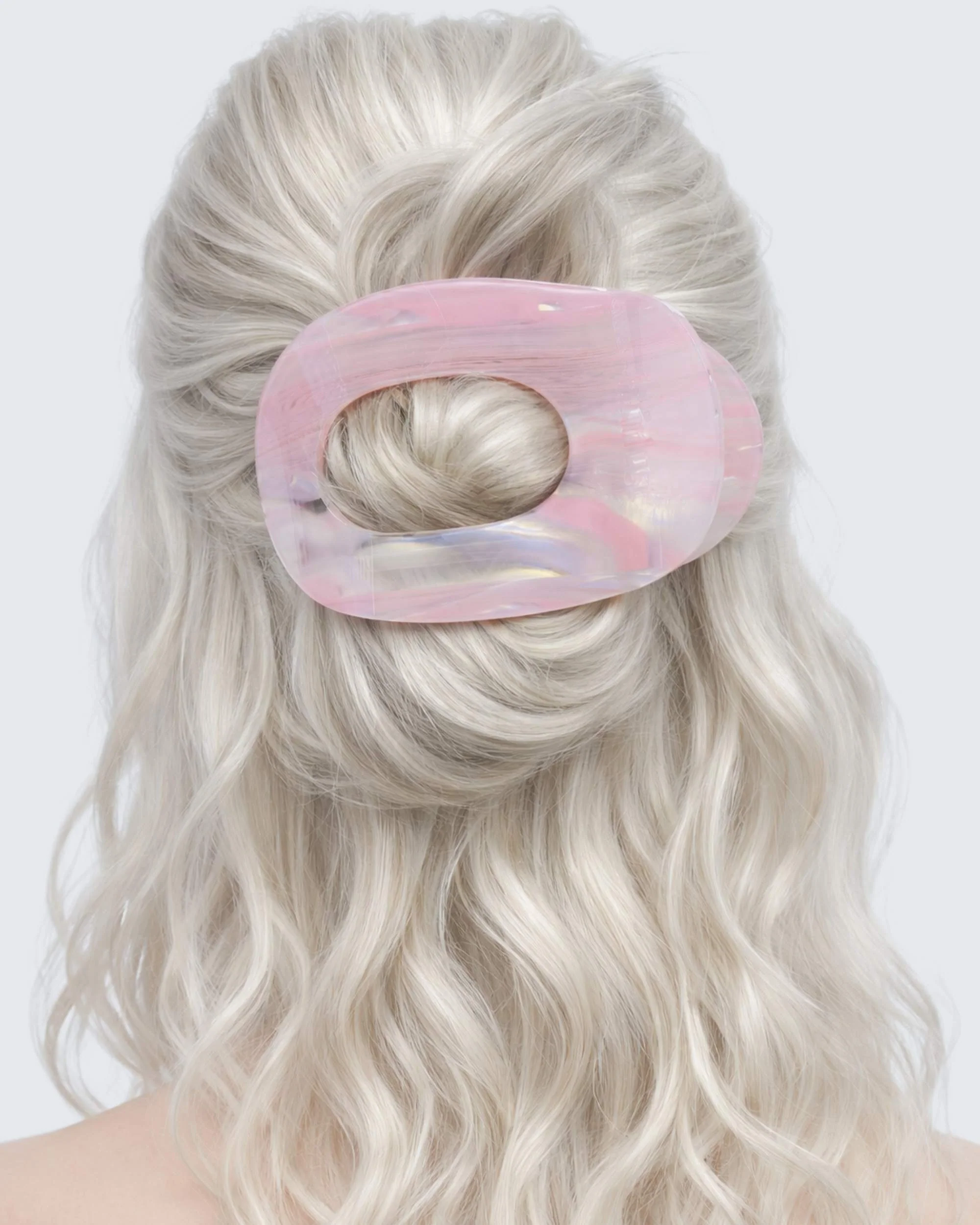 Large Flat Claw Hair Clip, Baby Pink - Image 2