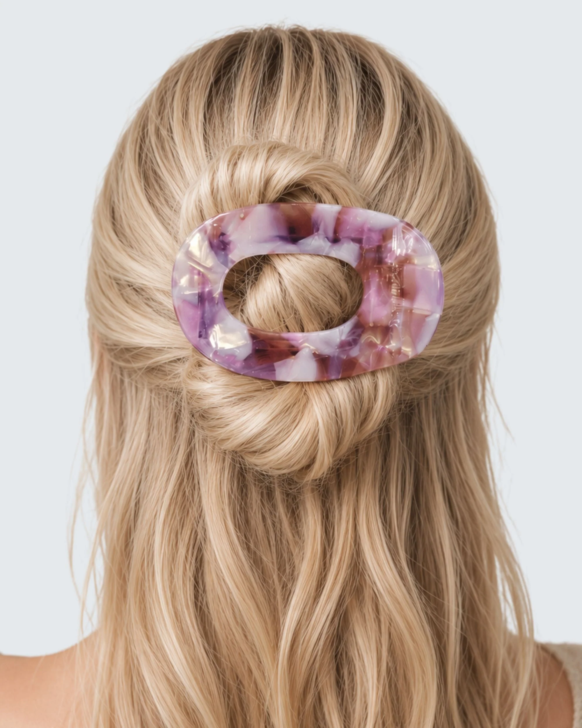 Large Flat Claw Hair Clip, Purple Shell - Image 2