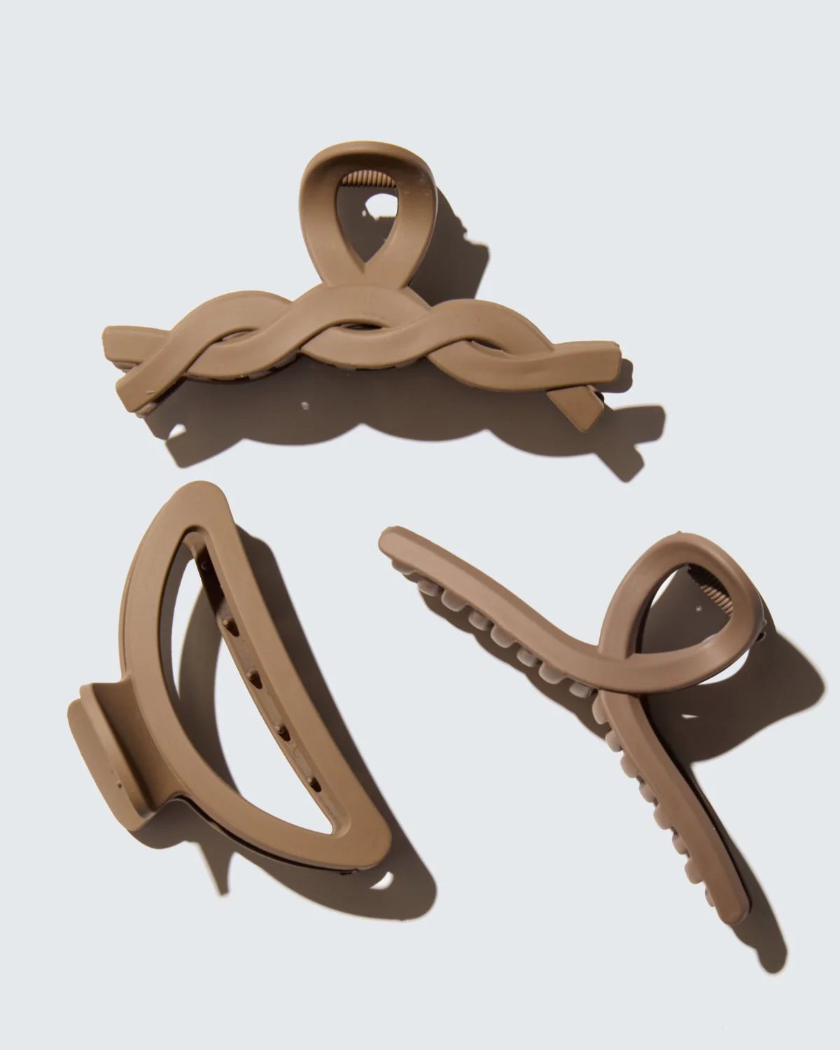 Medium Claw Hair Clips, 3-Pack, Koffie