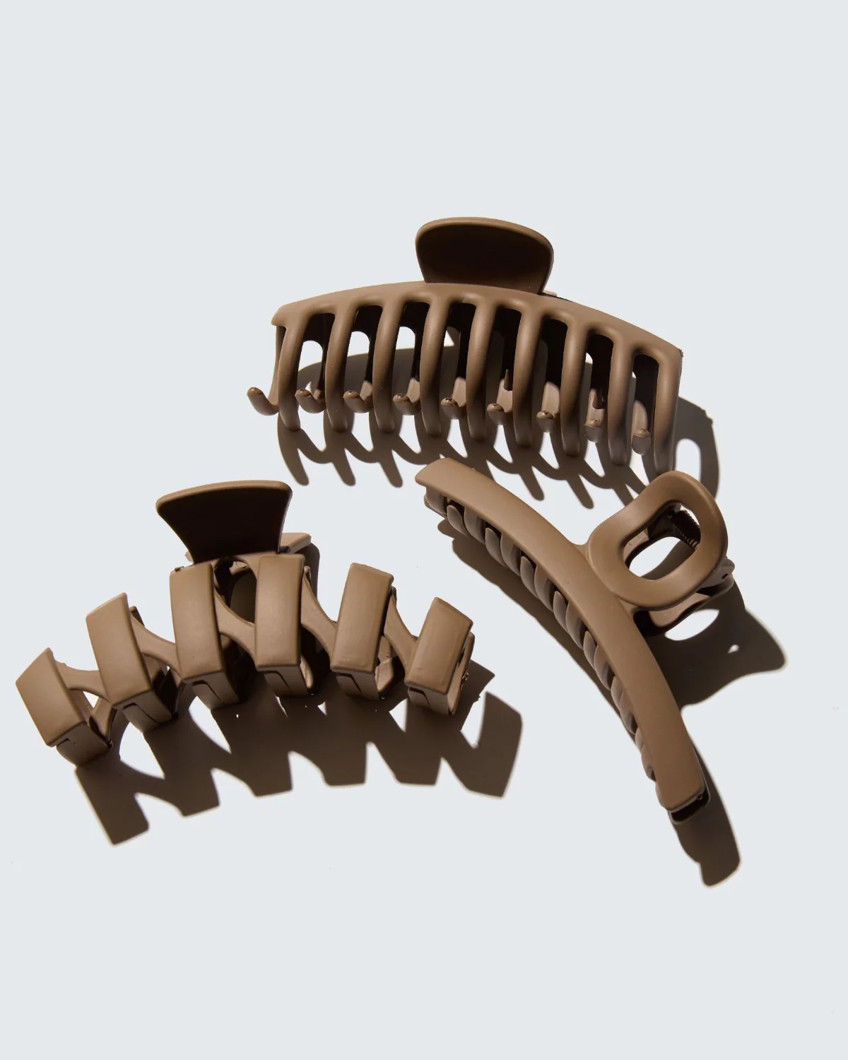 Medium Claw Hair Clips, 3-Pack, Koffie