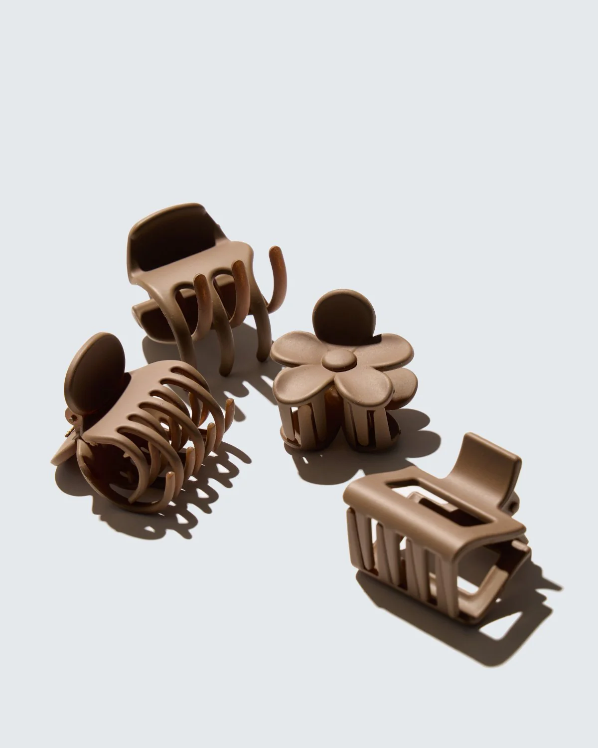 Small Claw Hair Clips, 4-Pack, Koffie