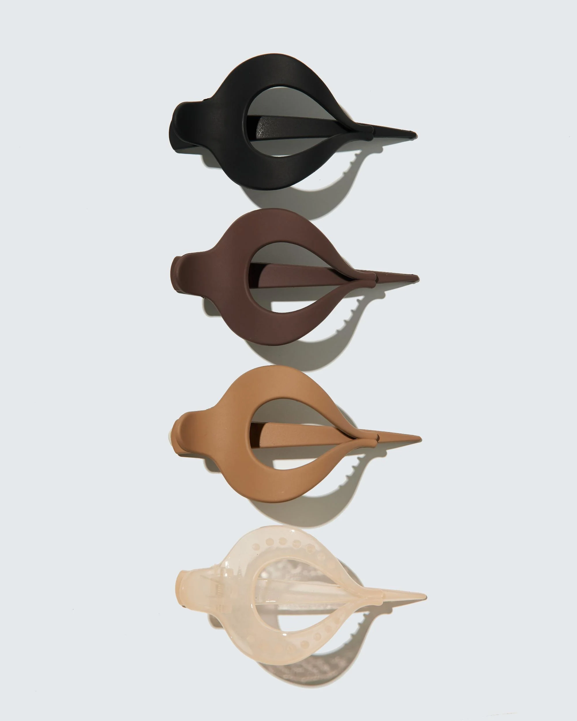 Small Flat Claw Hair Clips, Droplet, 4-Pack, Koffie