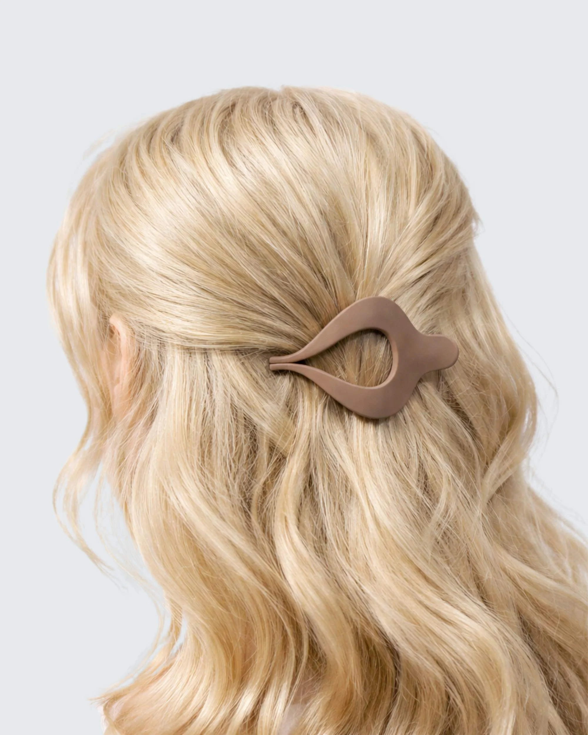 Small Flat Claw Hair Clips, Droplet, 4-Pack, Koffie - Image 2